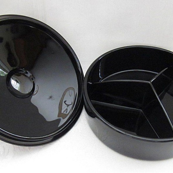 Cambridge black amethyst glass 3 Sectioned Part Lidded Candy Dish Fan Finialtr - Picture 4 of 8